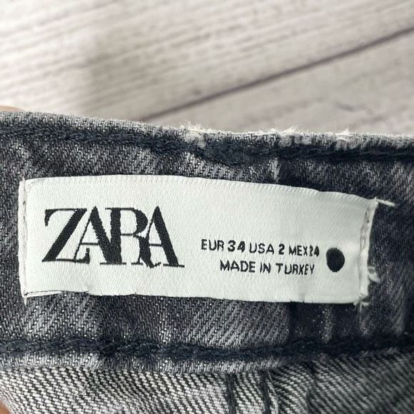 ZARA 100% Cotton Straight Black Jeans Women’s Size 2 Long - Picture 4 of 7